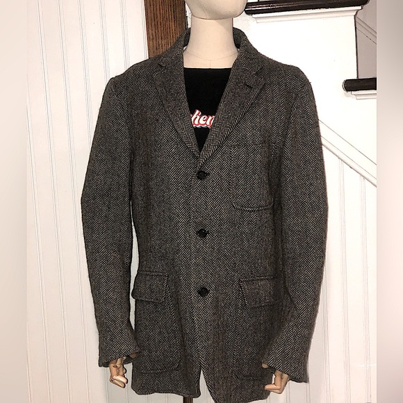 RALPH LAUREN Men’s Tweed Herringbone Single Breast Triple Button Wool Blazer LRG - Picture 8 of 16